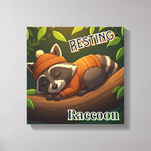 Raccoon Niedlicher Cartoon Kids Kinderzimmer Art Leinwanddruck