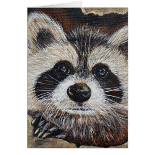 Raccoon Painting Grußkarte