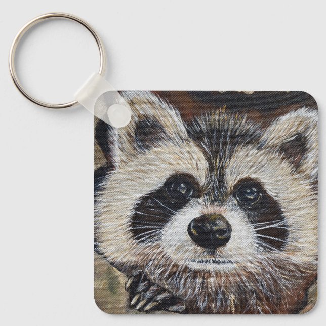 Raccoon Painting Schlüsselanhänger (Vorderseite)