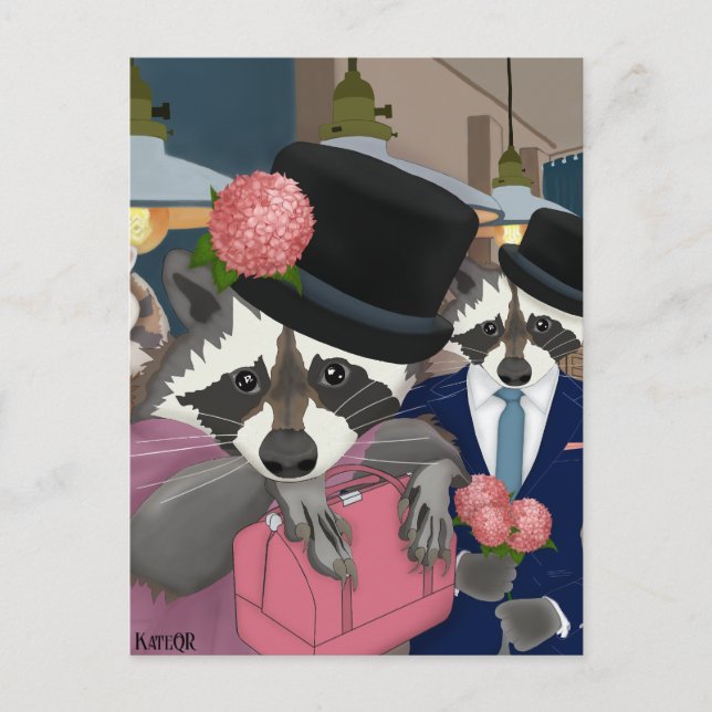 Raccoon Party. Postkarte (Vorderseite)