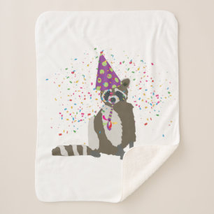 Raccoon Partying - Tiere mit einem Party Sherpadecke