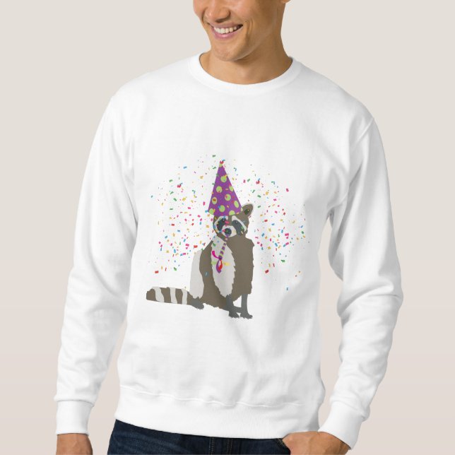 Raccoon Partying - Tiere mit einem Party Sweatshirt (Vorderseite)
