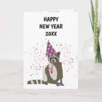 Raccoon Partying - Tierurlaub Neue Jahre