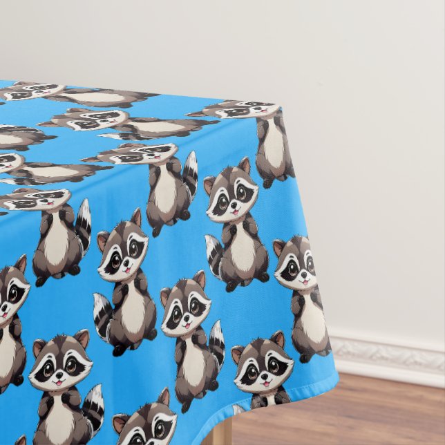 Raccoon Pattern Design Blue  Tischdecke (Beispiel)