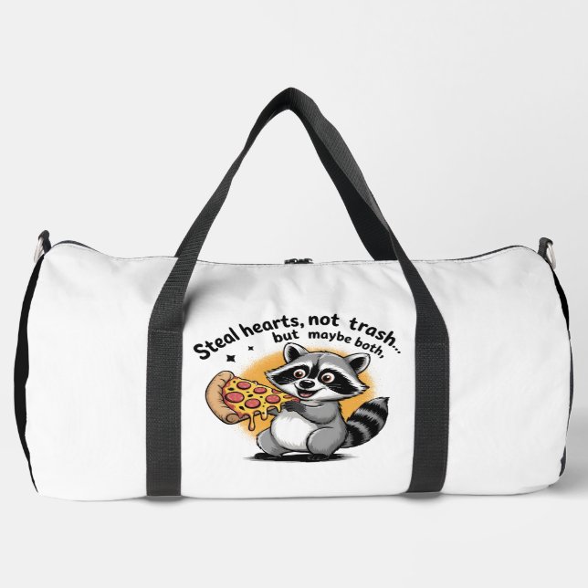 Raccoon Pizza Steals Hearts and Trash Duffle Bag (Vorderseite)