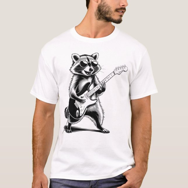 Raccoon Playing Guitar T-Shirt (Vorderseite)