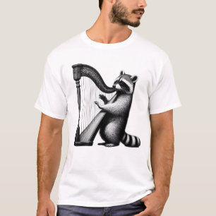 Raccoon Playing Harpist Harp Player T-Shirt