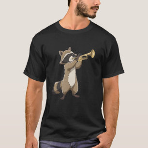 Raccoon Playing Trumpet Funny Trumpet Band Raccoon T-Shirt