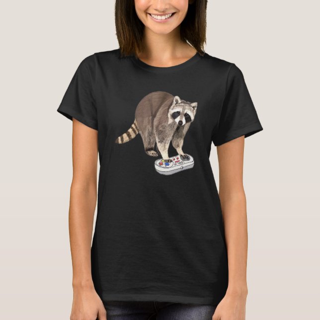 Raccoon Playing Video Game Procyonidae Animal Racc T-Shirt (Vorderseite)