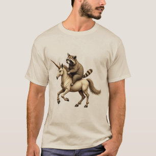 Raccoon Rafting a Unicorn T - Shirt - Fun Design f