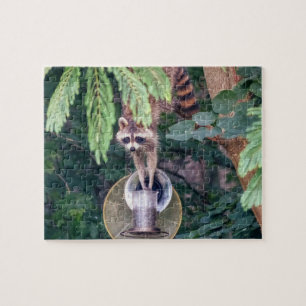 Raccoon Raiding the Bird Feeder Puzzle