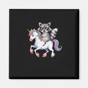 Raccoon Reitsport Unicorn Süße Tier Fantasy für Ki Magnet