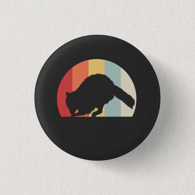 Raccoon Retro Vintag Button (Vorderseite)