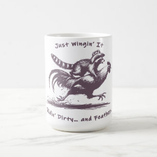 Raccoon Riding Rooster - Barnyard Rodeo Cowboy Kaffeetasse