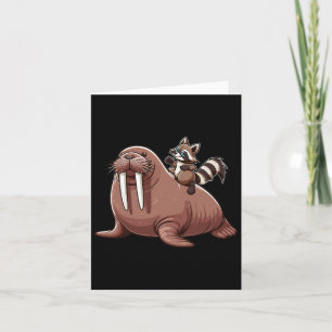 Raccoon Riding Walrus Kostümsee Tier Leber Kind Karte