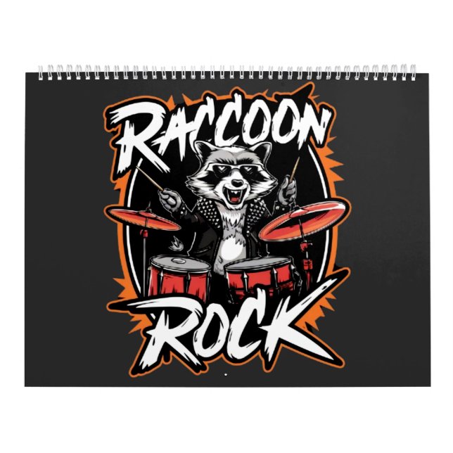 Raccoon Rock T - Shirt - Funny Raccoon Cowboy Desi Kalender (Titelbild)