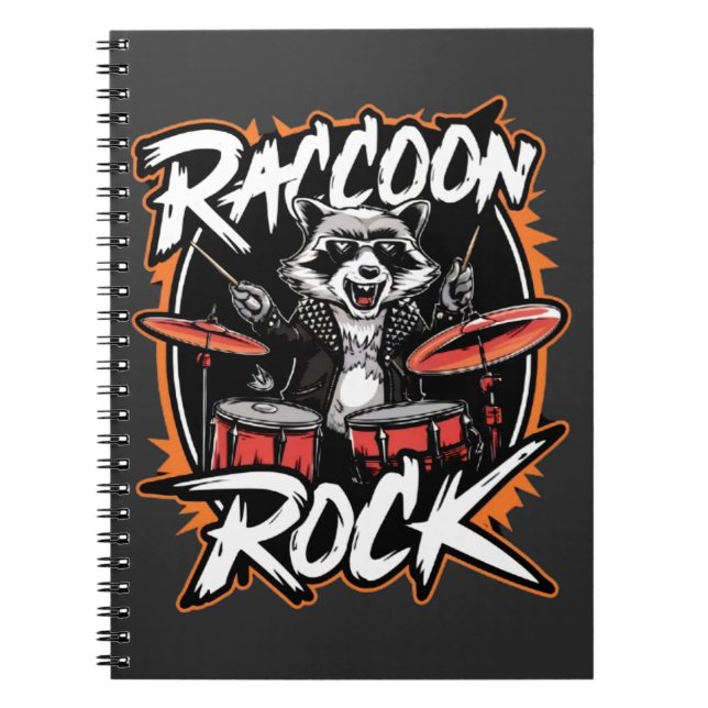 Raccoon Rock T - Shirt - Funny Raccoon Cowboy Desi Notizblock (Vorderseite)