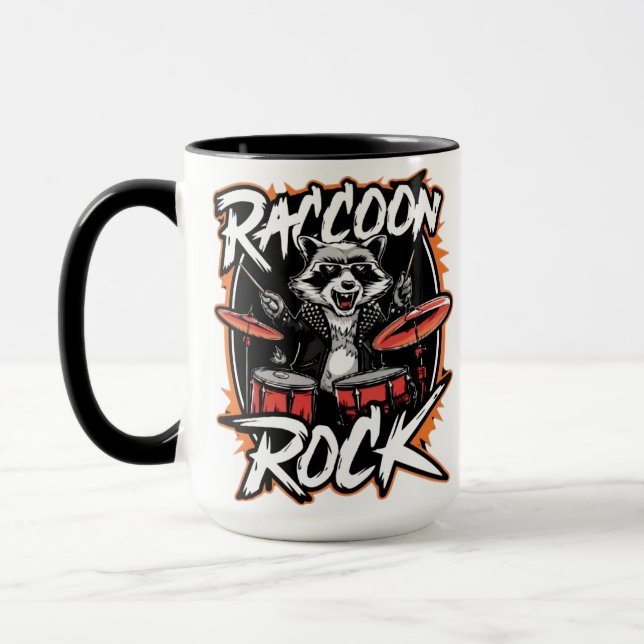 Raccoon Rock T - Shirt - Funny Raccoon Cowboy Desi Tasse (Links)
