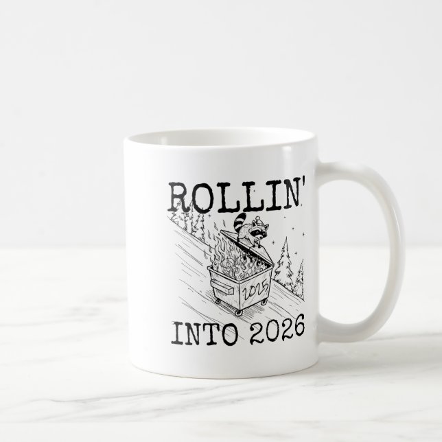 Raccoon Rolling Into 2026 Happy New Year 2026  Kaffeetasse (Rechts)