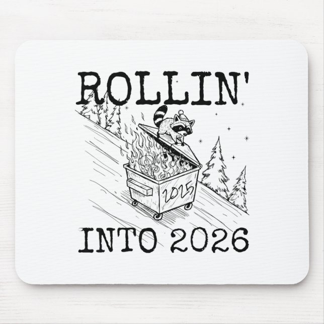 Raccoon Rolling Into 2026 Happy New Year 2026  Mousepad (Vorne)
