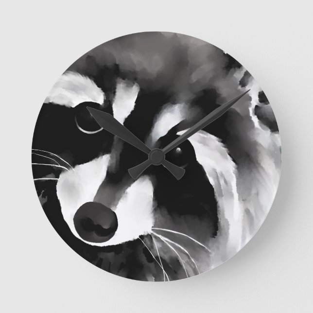 Raccoon Runde Wanduhr (Vorderseite)