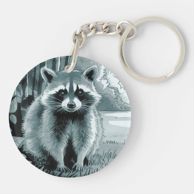 Raccoon-runder Acryl-Schlüsselanhänger Schlüsselanhänger (Rückseite)