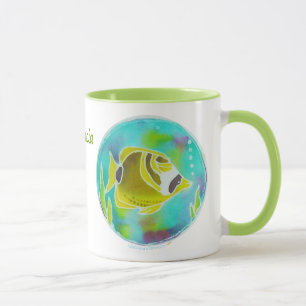 Raccoon-Schmetterlings-Fisch-Batik-personalisierte Tasse