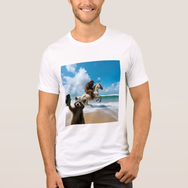 Raccoon Selfie 2 Tri-Blend Shirt (Vorderseite)