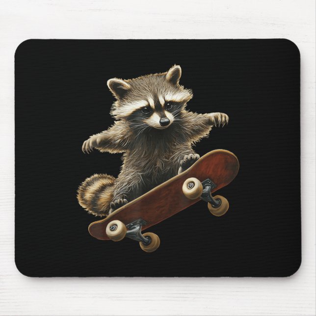 Raccoon Skateboard Skateboard Funny Graphic Mousepad (Vorne)