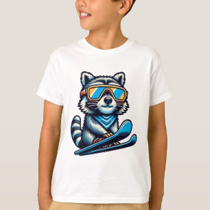 Raccoon Ski Funny Winter und draußen Niedlich und T-Shirt
