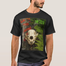 Raccoon Skull Altes Holz mit Farne und rote Monard T-Shirt