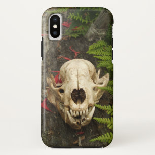 Raccoon Skull auf alten Rundholz mit Fernen und ro Case-Mate iPhone Hülle