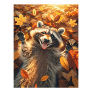 Raccoon-Spiel im Herbst Fotodruck