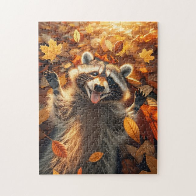 Raccoon-Spiel im Herbst Puzzle (Vertikal)