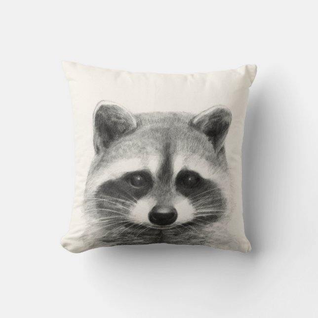 Raccoon-Stift Zeichne Kissen (Vorderseite)