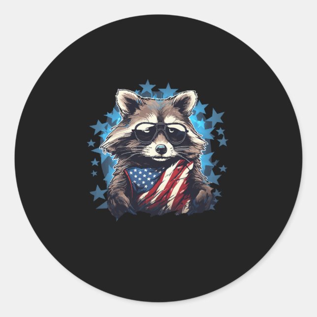 Raccoon stolz US Flag Trash Panda Lover Runder Aufkleber (Vorderseite)