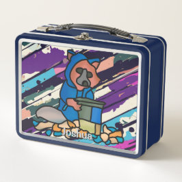 Raccoon Street Erkundung durch einen Mülleimer | S Metall Brotdose