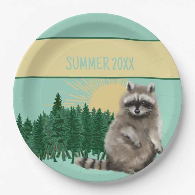 Raccoon Summer Pappteller (Vorderseite)