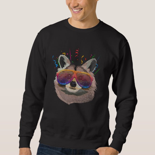 Raccoon Sunglasses Trash Panda Party Animal Funny  Sweatshirt (Vorderseite)