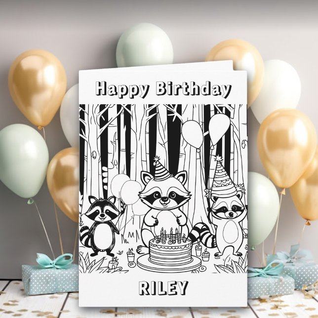 Raccoon Themed Happy Geburtstag Personalisiert Karte (Von Creator hochgeladen)