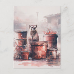 Raccoon thrives in den Ruinen Postkarte