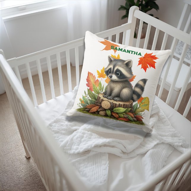  Raccoon Throw Pillow Autumn Raccoon Pillow Cover Kissen (Von Creator hochgeladen)