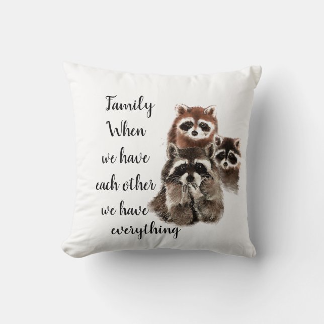 Raccoon-Tiere mit Inspirationsquelle Kissen (Vorderseite)