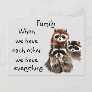 Raccoon-Tiere mit Inspirationsquelle Postkarte