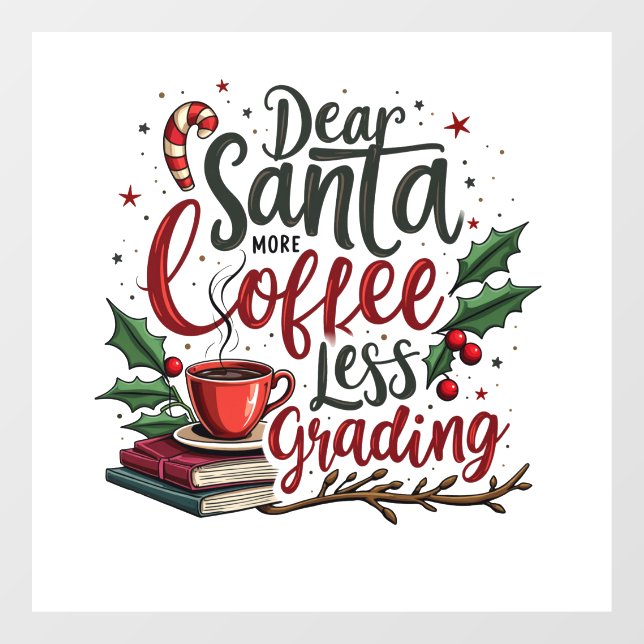 Raccoon Tragen von Weihnachtsmannmütze und Weihnac Fensteraufkleber (Blatt)