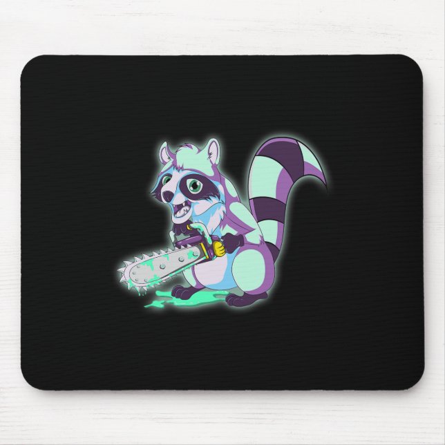 Raccoon Trash Panda Beängstigend Vaporwave 80er An Mousepad (Vorne)