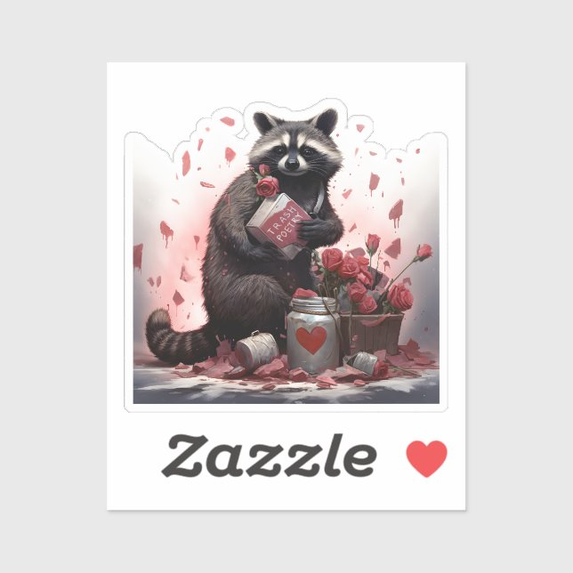 Raccoon Trash Poesie Valentinstag Aufkleber (Blatt)