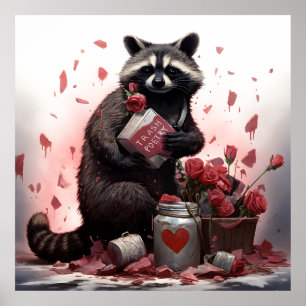 Raccoon Trash Poesie Valentinstag Poster