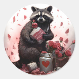 Raccoon Trash Poesie Valentinstag Runder Aufkleber
