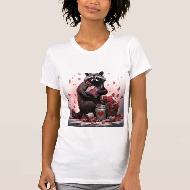 Raccoon Trash Poesie Valentinstag T-Shirt (Vorderseite)